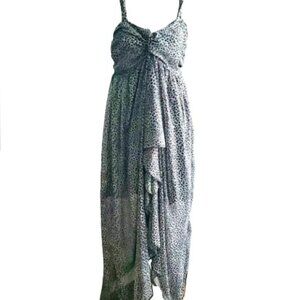Strappy Summer Maxi Dress Sheer Lined Leopard Print Flowy Drapey Comfy Plus Size